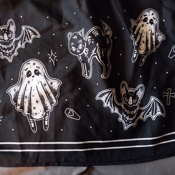 Sourpuss black & white spooky print dress - Picture 9 of 11